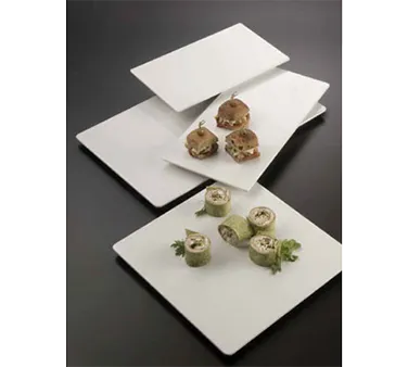 American Metalcraft MEL1414 Plastic Serving Platter, 14-3/8" Square, 3/4" H, White Melamine, Break‑Resistant Plate