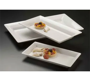 American Metalcraft MEL21 Rectangular Platter, 21" L x 13" W x 2" H, White Melamine, Dishwasher Safe, Fits IS12