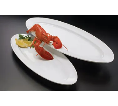 American Metalcraft MEL50 Platter, 28" L x 11.25" W x 1.5" H Oval White Melamine, Break‑Resistant