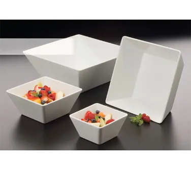 American Metalcraft MELSQ117 Square Bowl, 12×4.5 in (7 Qt), White Melamine, Dishwasher Safe