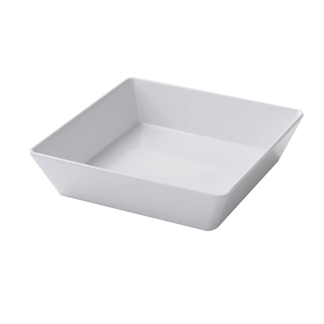 American Metalcraft MELSQ8 Square Plastic Bowl, 36 oz (1 qt) 8" x 8" x 2" White Melamine, Break‑Resist
