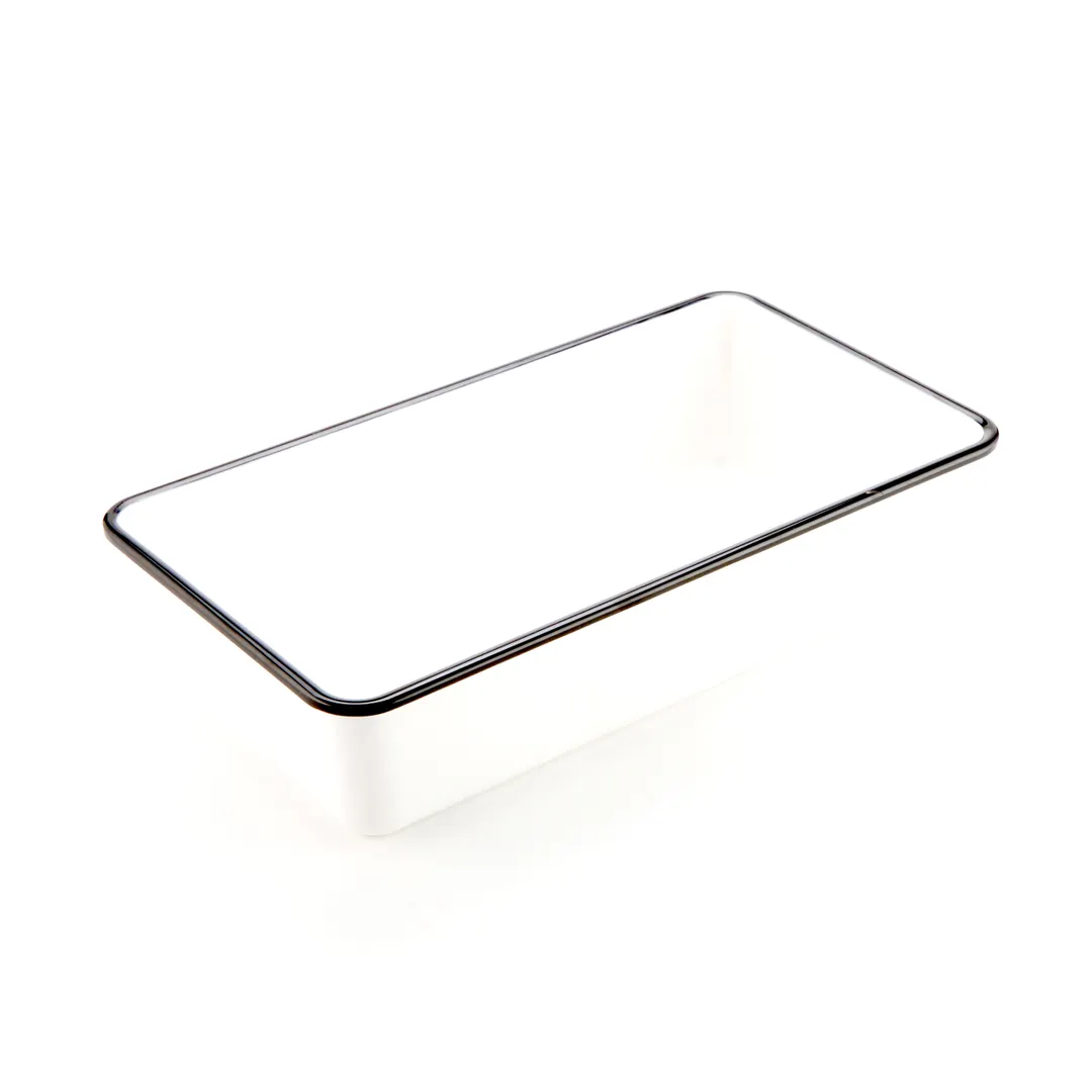 American Metalcraft MRCW13 Endurance Bowl, 82 oz (2 qt) 12.6" L x 6.75" W x 3.25" H, White with Black Rim, Melamine