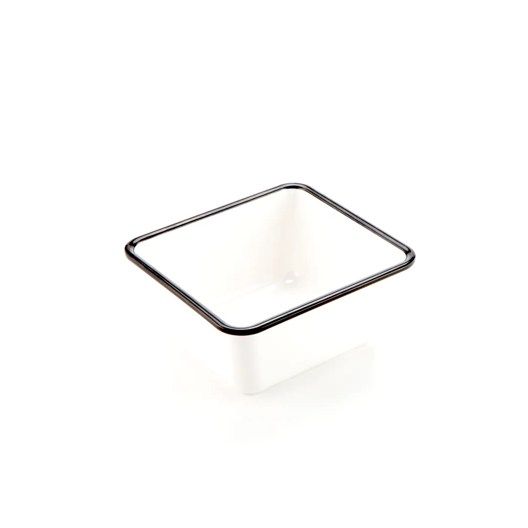 American Metalcraft MRCW7 44‑oz (1 qt) Melamine Bowl, 6‑3/8" L x 6‑7/8" W x 3‑1/4" H, White/Black Rim
