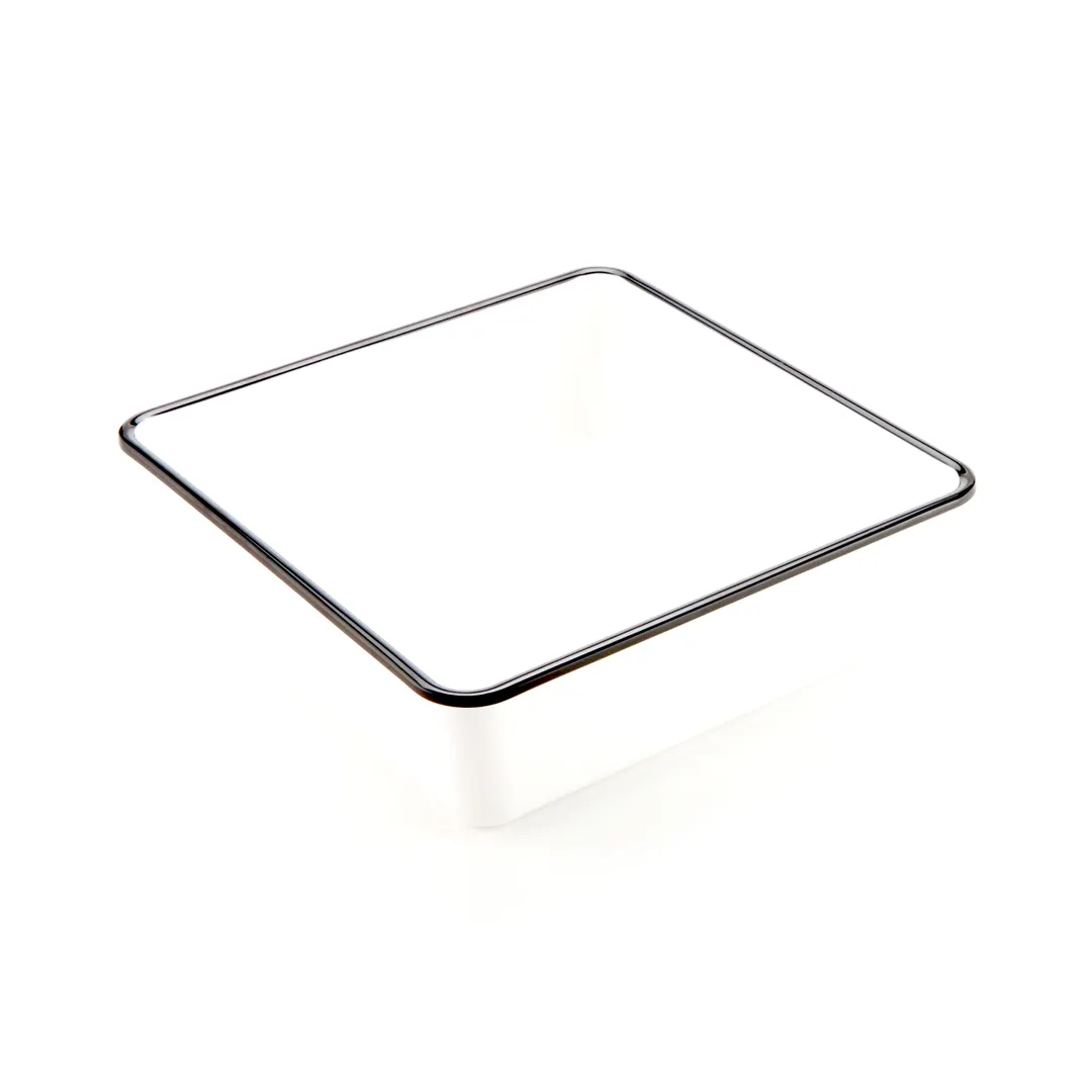 American Metalcraft MRCW9 3 Quart (98 oz) Melamine Bowl, 9.75" L x 9.75" W x 3.25" H, White, Black Rim, Dishwasher Safe