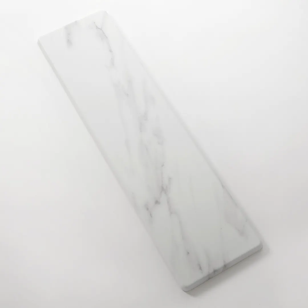 American Metalcraft MW32 Rectangular Serving Board, 31.5" x 24" with Handle, White Marble Melamine Platter