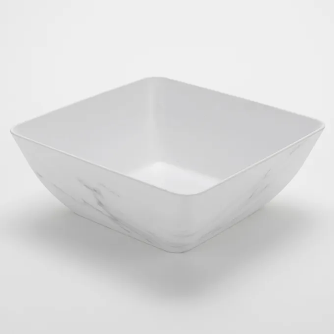 American Metalcraft MWMSQ11 Melamine Bowl, 12" L x 12" W x 4.5" H, 7 Qt (224‑255 oz) White Marble