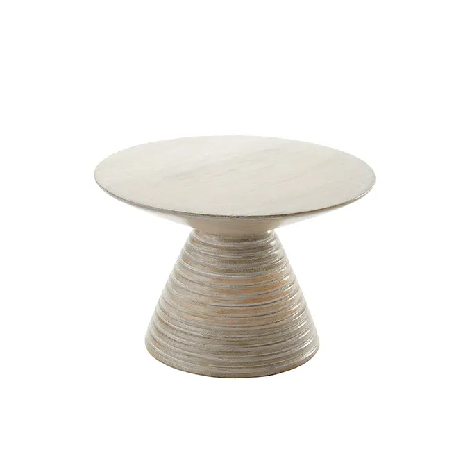 American Metalcraft MWPDS6 Pedestal Sun‑Bleached Ribbed Wood Round 6‑1/4" Height Hampton Collection