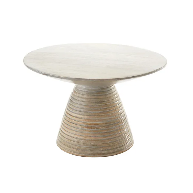 American Metalcraft MWPDS7 Display Stand – Sun‑Bleached Ribbed Wood Round 7‑1/4"/5‑9" Height