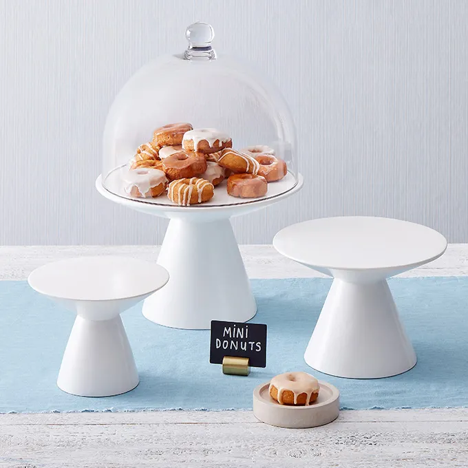American Metalcraft MWPDW6 Pedestal Display Stand, 6.25" Height Round White Wood Hampton Collection