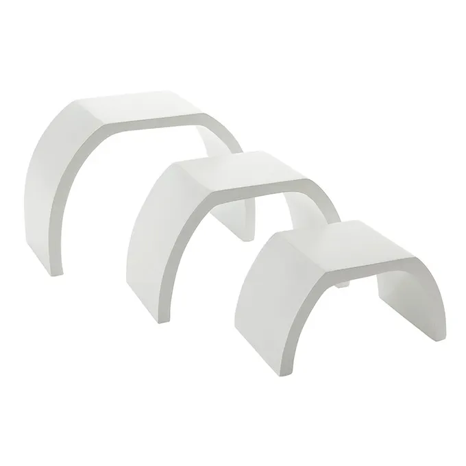 American Metalcraft MWRW3 White Wood Arch Display Riser Set – 3‑Step Curved White