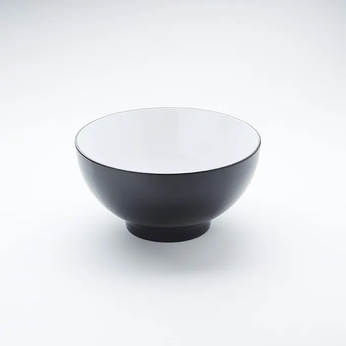 American Metalcraft NB120 3-4 Quart (120 oz) Round Melamine Bowl, 10" Diameter, Two‑Tone Black/White Plastic Dinnerware