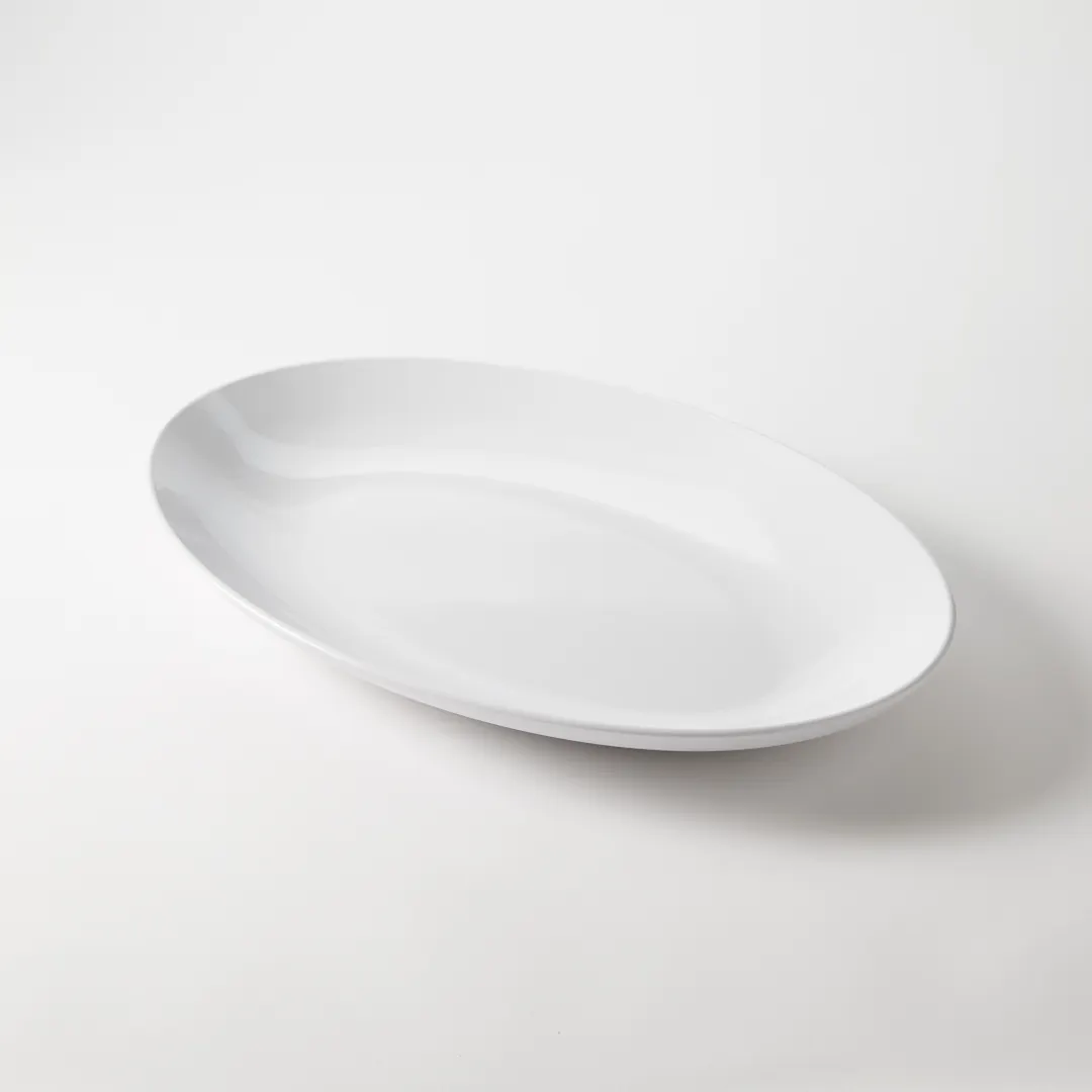 American Metalcraft NPW18 Plastic Serving Platter - Oval Melamine, White, 18" x 12" x 1.75" Dinnerware