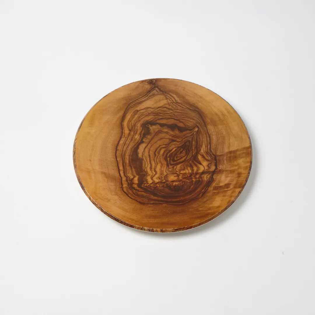 American Metalcraft OWM14 Plastic Serving Platter, 14" Dia x 1-1/8" H, Melamine, Olive Wood Pattern