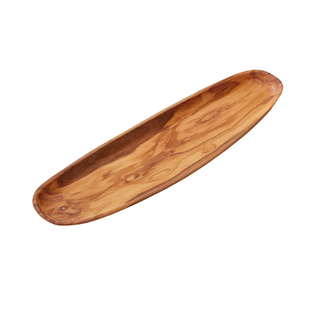 American Metalcraft OWMP Oblong Olive Wood Serving Board, 17.75" L x 5.25" W x 1.25" H, Hand Wash Only, No Handle