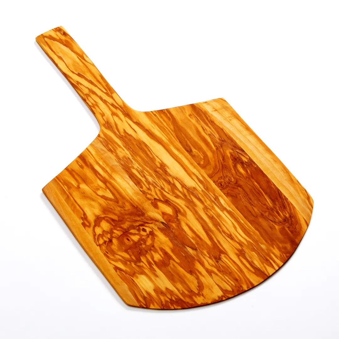 American Metalcraft OWP15 Olive Wood Serving Peel Board, 15" L x 14" W x ¾" H, 24" with Short Handle, Hand Wash Only