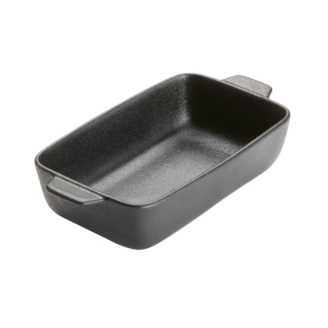 American Metalcraft PBB9 Rectangular Porcelain Baking Dish, 20 oz Black Matte, 7.25" L x 4.25" W x 2" H with Handles
