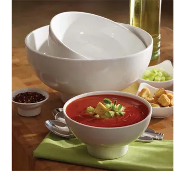 American Metalcraft PFB10 Prestige Bowl, 10" Dia x 5-1/8" H, 124 oz (3 qt) Round Footed Porcelain White Buffet Bowl