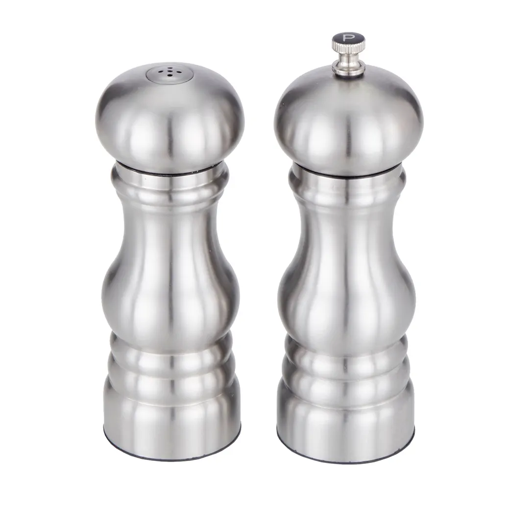 American Metalcraft PMSS62 Salt & Pepper Shaker & Mill Set, 6‑Inch Stainless Steel Dispenser