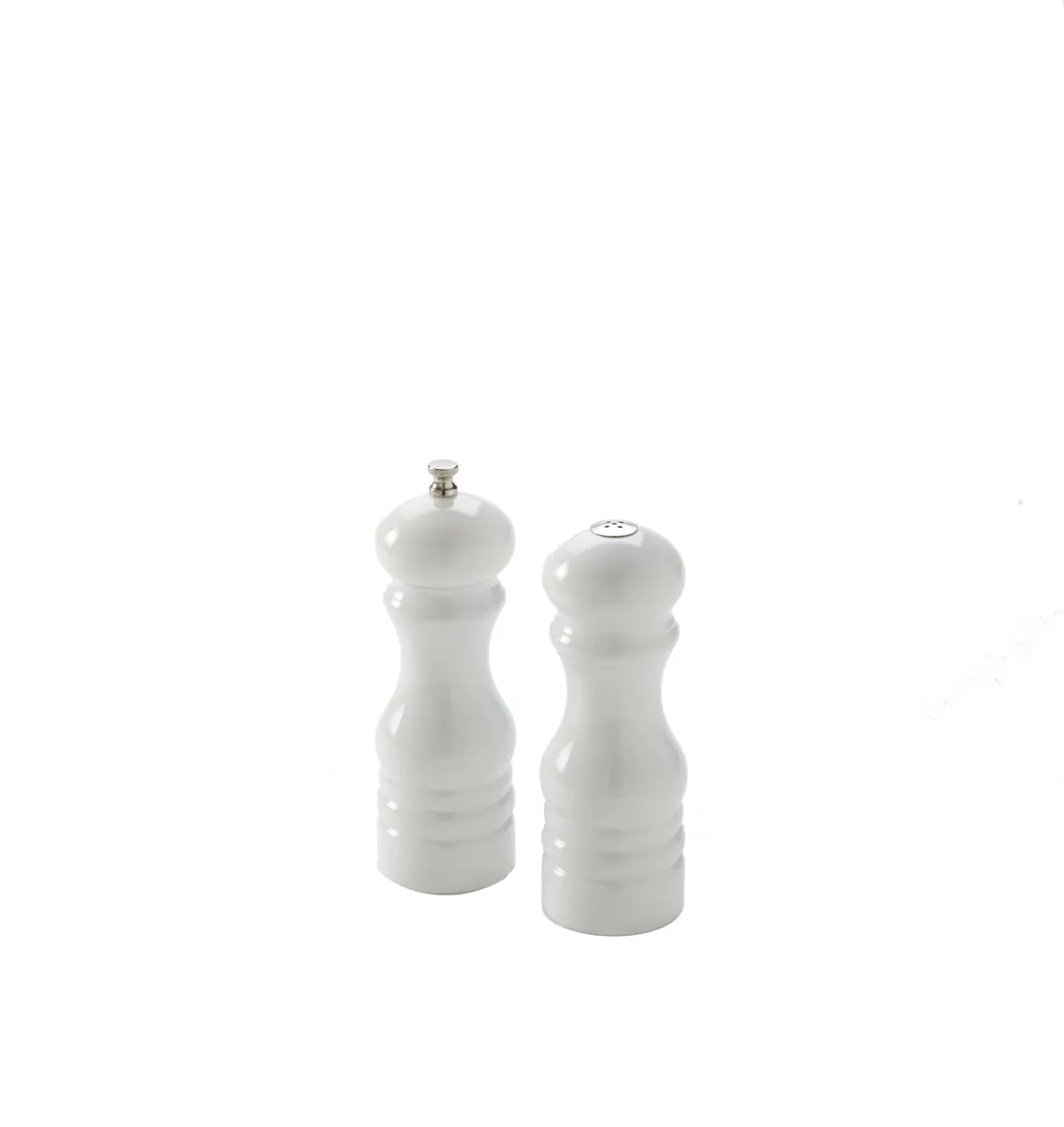 American Metalcraft PMSW62 Salt & Pepper Shaker And Mill Set, 6" Height, Wood, White Finish