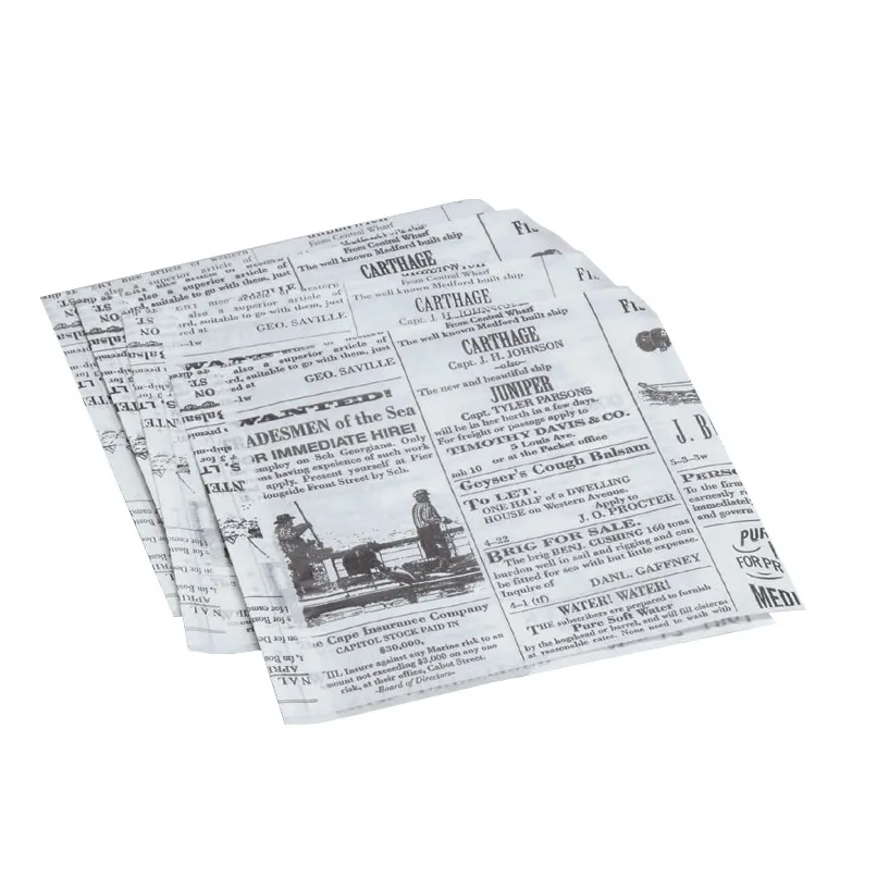 American Metalcraft PPRN76 Fry Paper Bag, 7" x 6", Grease‑Resist Squares, Newsprint Paper - 250/Pack