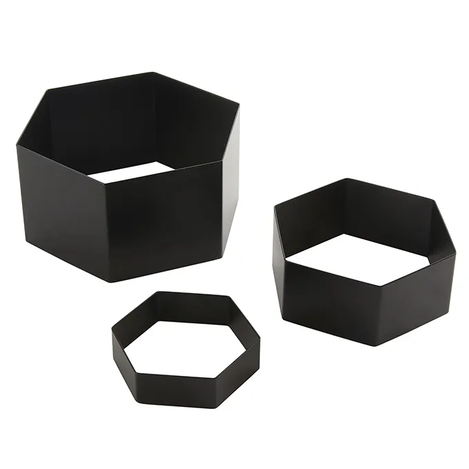 American Metalcraft RHB3 Hexagonal Black Display Riser Set – 3‑Piece, Premium Metal Construction