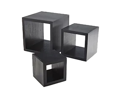 American Metalcraft RSB1 Wooden Square Display Risers Set 5"x5" 7"x7" 9"x9" Black Wood Base