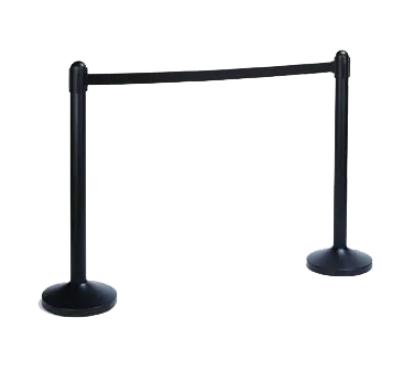 American Metalcraft RSBPBL 15" Base x 37" Black Steel Post with 84" Retractable Nylon Belt, 7 ft