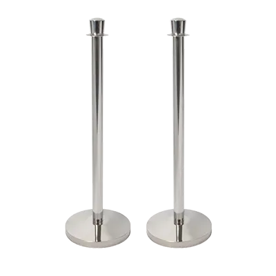 American Metalcraft RSLWCH Post/Base Set, 2 Polished Steel Posts Urn Top, Flared, 12.5" x 37¼" H, No Rope