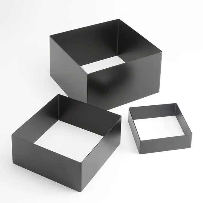 American Metalcraft RSQB2 3-Piece Square Stainless Riser Set, Satin Black