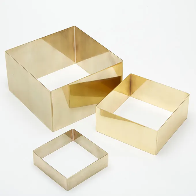 American Metalcraft RSQG2 3-Piece Square Gold Riser Set, Stainless Steel Finish