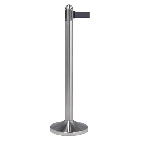 American Metalcraft RSRTRVSBLC4 Retractable Stanchion, 40" H, Brushed Steel, 84" Black Nylon