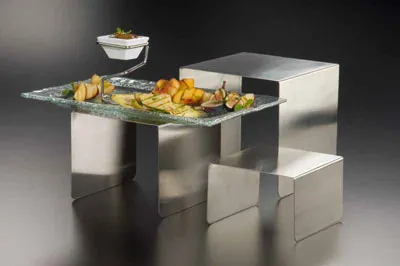 American Metalcraft RSS3 Stainless Steel Riser Set, Satin Silver - 3/Set