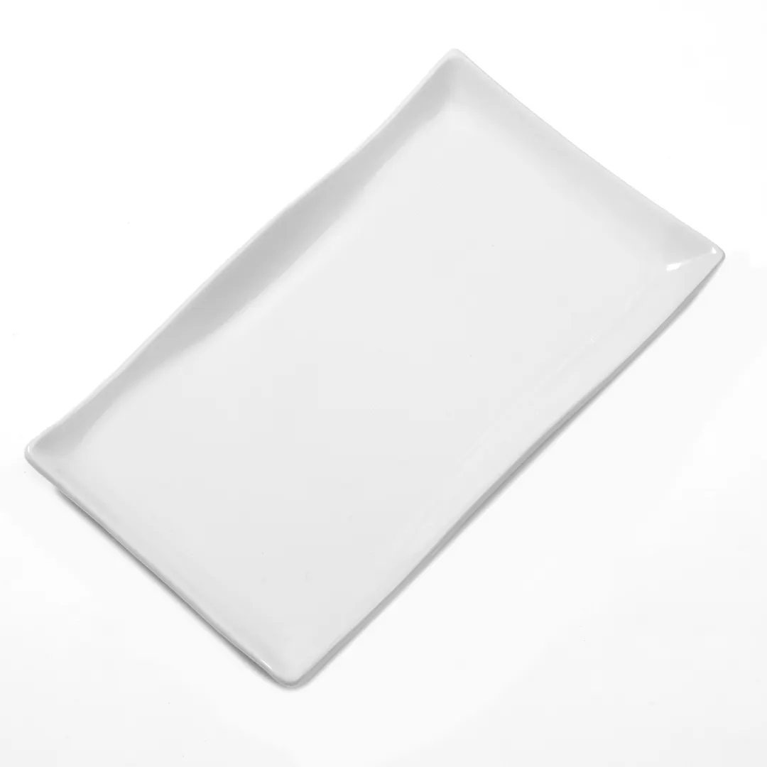 American Metalcraft RTWVY1 White Ceramic Platter, 14-3/8" L x 8-3/4" W, Lead Free, Dishwasher‑Safe