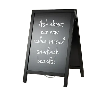 American Metalcraft SBDBL85 A-Frame Sign, 21.5" L x 2.25" W x 33.5" H, Black Chalkboard, Wood Frame