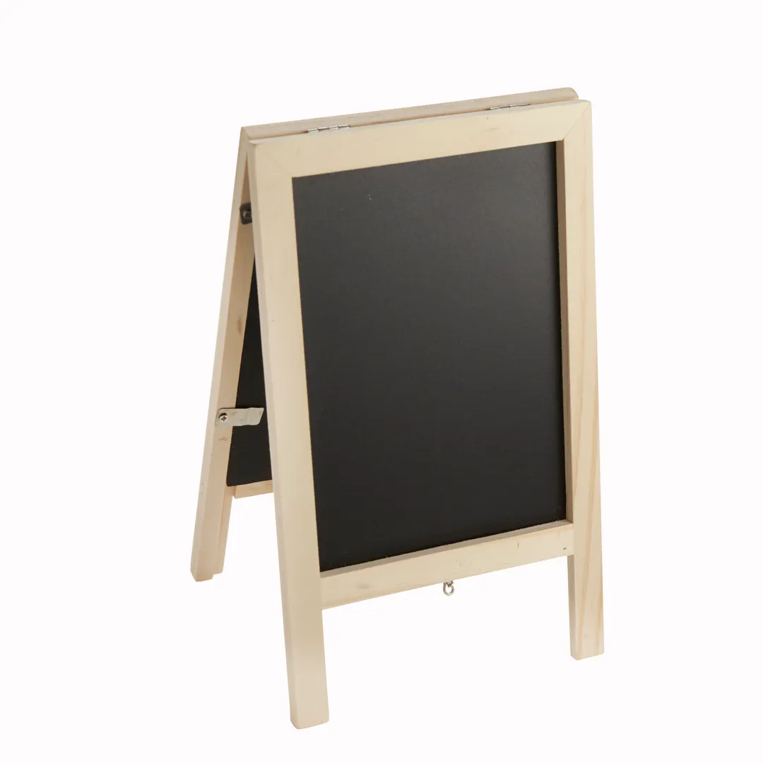 American Metalcraft SBSBMNI Mini A‑Frame Sign Board, 6" W x 9" H Black Chalkboard, Wood Frame