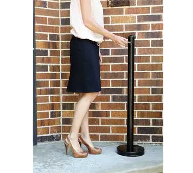 American Metalcraft SPRV2 Smoker Pole, 40" Tall Black Stainless Steel, 9.5" Round Base, Free‑Standing - Set