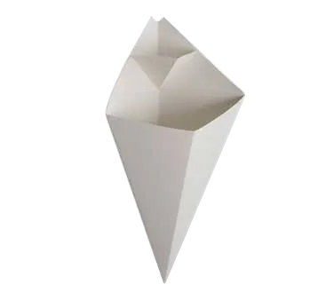 American Metalcraft SQFBCN10 - 10 oz Square Fry Cone, 4-3/4" x 7-1/4" White Paper Fold‑Out Pocket, 100/Pack