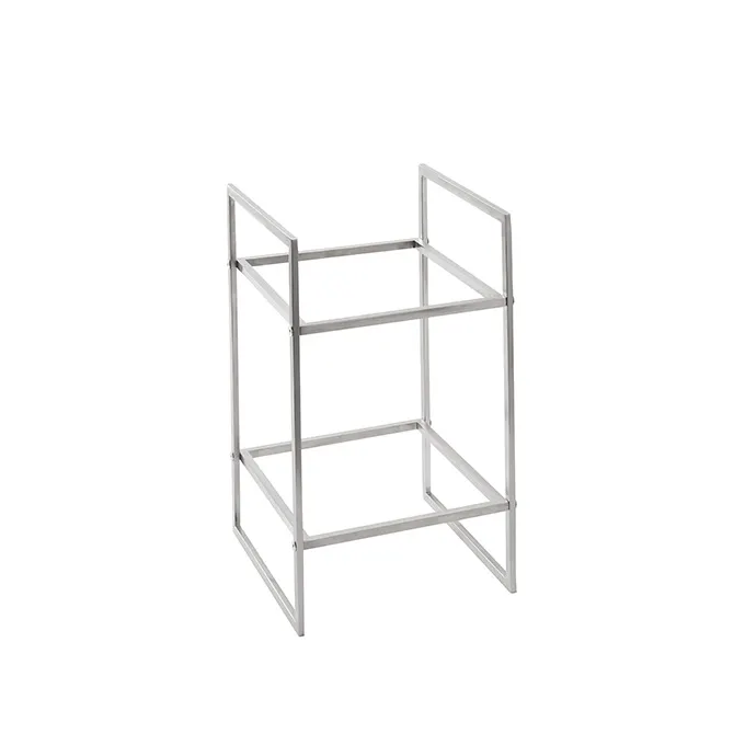 American Metalcraft SRT2 Two‑Tier Stainless Steel Riser, White, H 12‑16″, W 10‑19″, 1‑2 Step Modular
