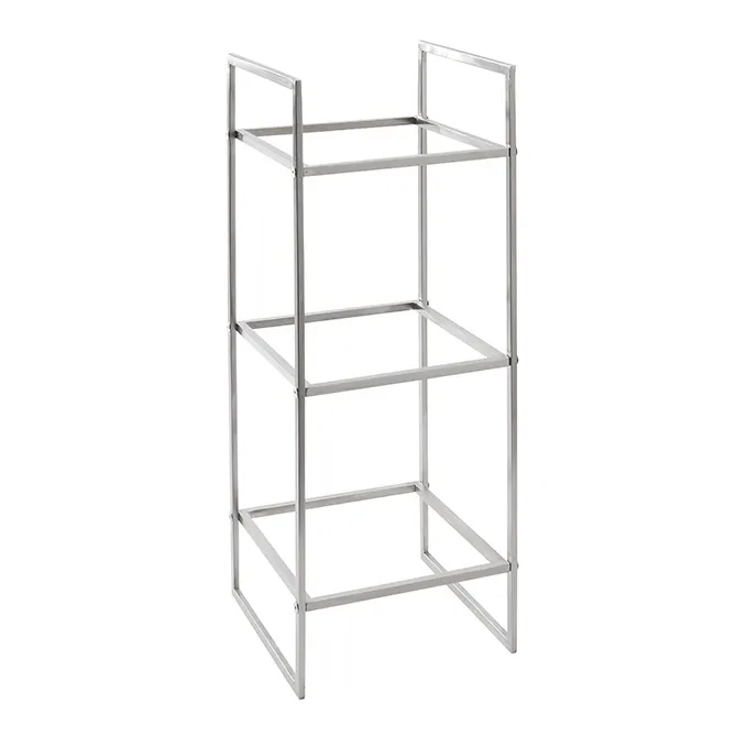 American Metalcraft SRT3 Three‑Tier Stainless Steel Riser, W 10‑19 in, H 25½ in, White, 3‑4 Step Design