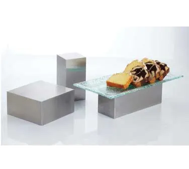 American Metalcraft SSR4 8" Square Display Riser, 4" H, Stainless Steel, Silver, Fits up to 9" W/D, 1‑2 Steps