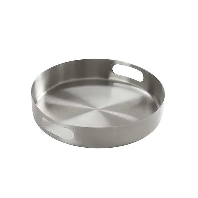 American Metalcraft STS12 - Round Stainless Steel Serving Tray, 12‑1/8" Diameter, Silvers Finish