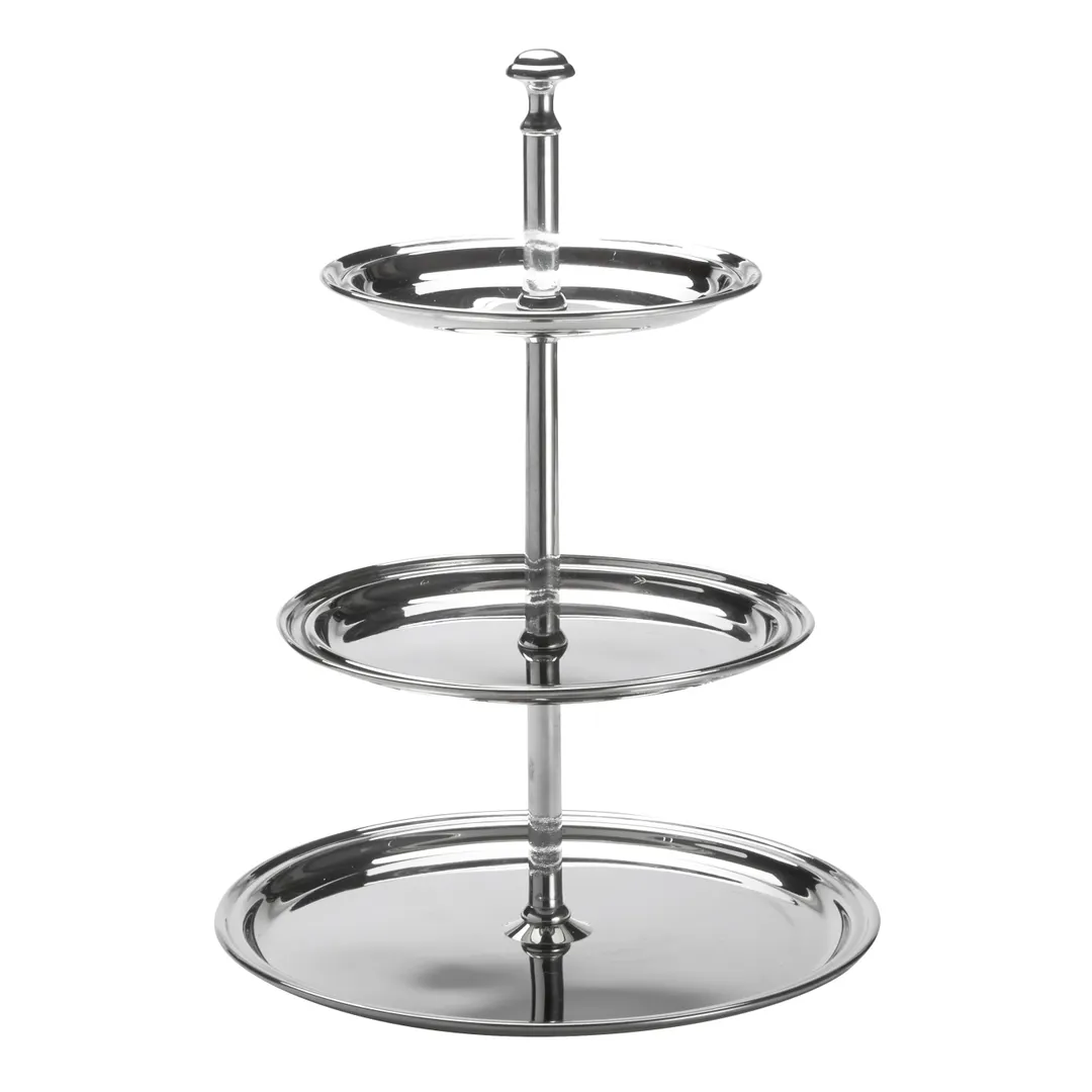 American Metalcraft STS3 Three‑Tier Round Display Stand, 8½" Dia x 11¾" H, Stainless Silver, H 9‑12"