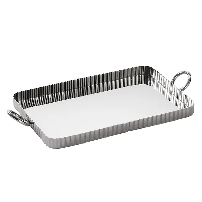 American Metalcraft STSF15 Fluted Stainless Steel Serving Tray, 10" Rectangular
