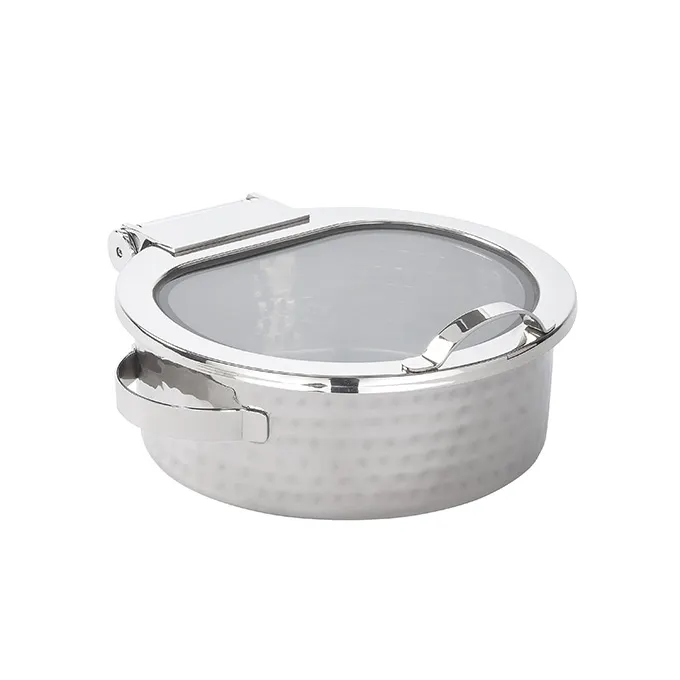 American Metalcraft SYNSRDHM13 5-Quart Round Hammered Stainless Steel Chafer, Synergy Collection