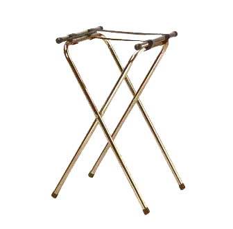 American Metalcraft TRSD1815 Tray Stand, 19" L x 15-5/8" W x 31" H, chrome frame black nylon straps folding black feet