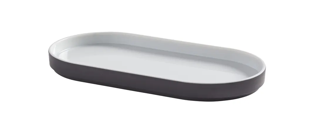 American Metalcraft UPLR10GE Plastic Serving Platter, 10½" L x 5¼" W x 7/8" H Oval, Two-Tone Graphite Melamine, BPA-Free
