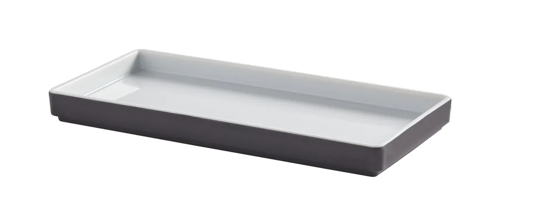 American Metalcraft UPLS10GE Plastic Platter, 10" L x 4.75" W x 7/8" H Rectangular Two‑Tone Graphite, BPA‑Free Melamine