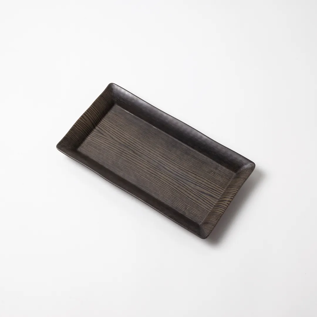 American Metalcraft WMEL19 Melamine Platter, 14.25" L x 7.5" W x 1.5" H, Walnut Pattern
