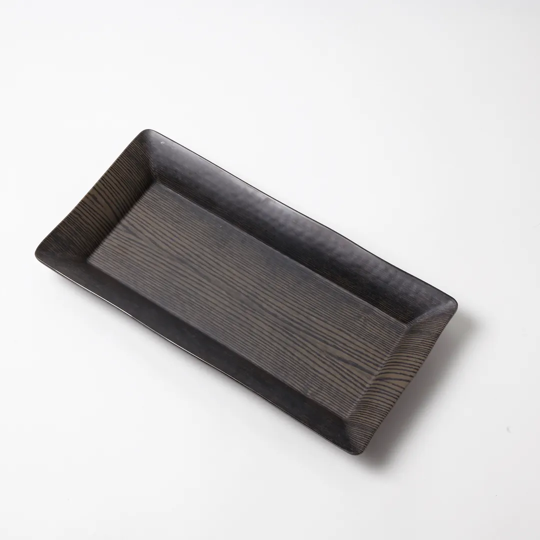 American Metalcraft WMEL21 Rectangular Plastic Platter, 21" L x 13" W x 2" H, Walnut Wood Pattern