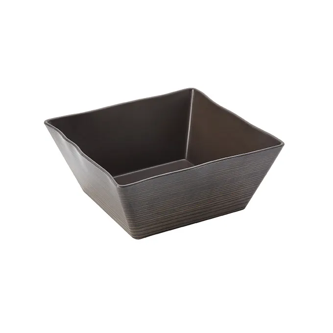 American Metalcraft WMSQ94 Square Melamine Bowl, 3‑Quart (125 oz) Brown, Walnut‑Tone